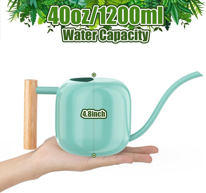 Green Moon Water Can Indoor Plant Mint Green 1.2L/41oz Metal Stainless Steel Water Can Indoor Outdoor with Long Spout for House Plant Bonsai Outdoor Garden Flowers - Image 3